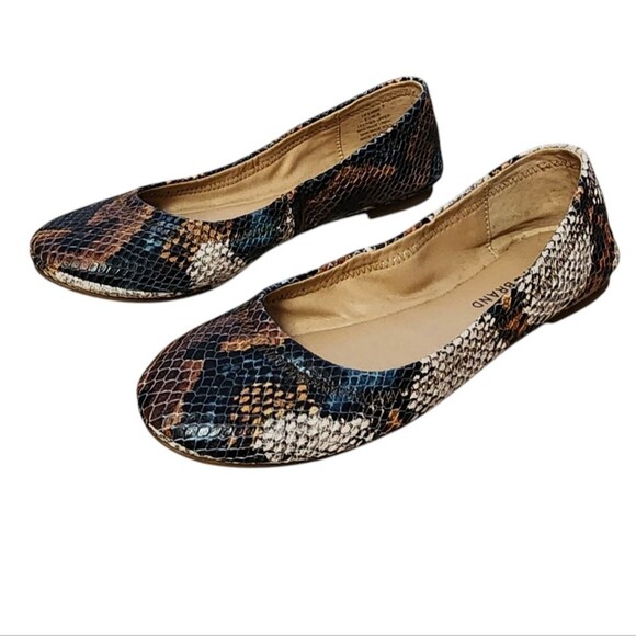 Lucky Brand Shoe Women 6.5 M Leather Snakeskin Print Ballet Flat Slip On Casual - Picture 3 of 14